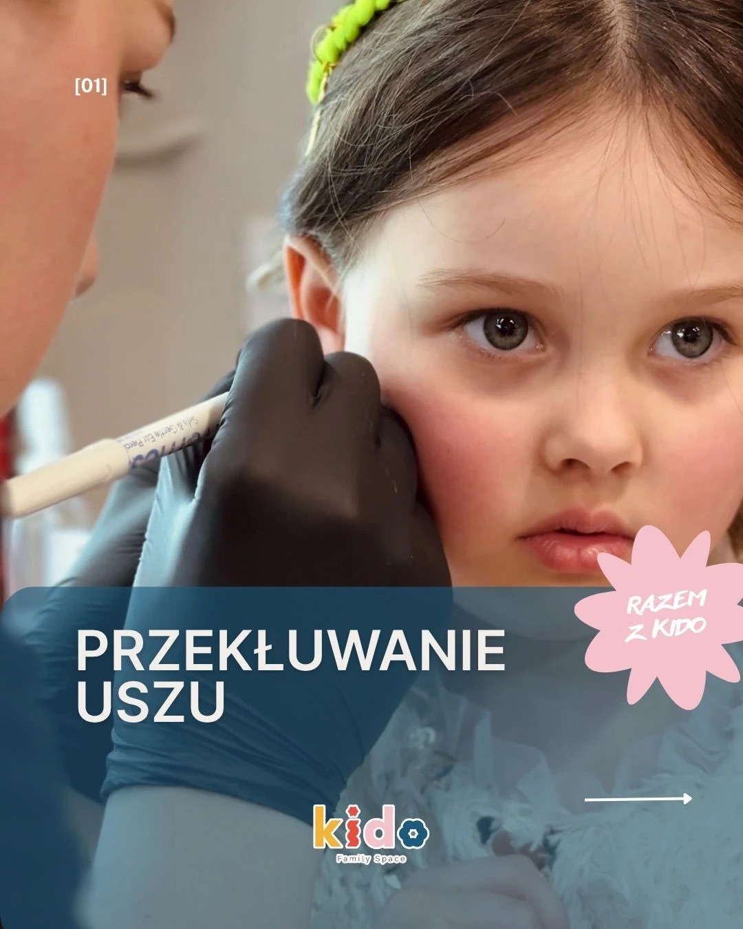 Zaznaczanie miejsca przekłucia ucha dziecka w KIDO